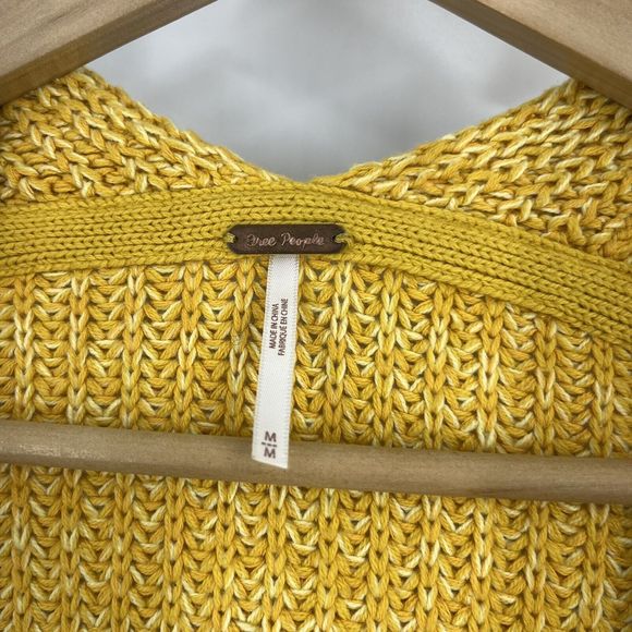 🍂🍁Free People 🤩 Oversized Sweater Womens Mustard Yellow High Hopes Cardigan🥰 - Picture 3 of 9